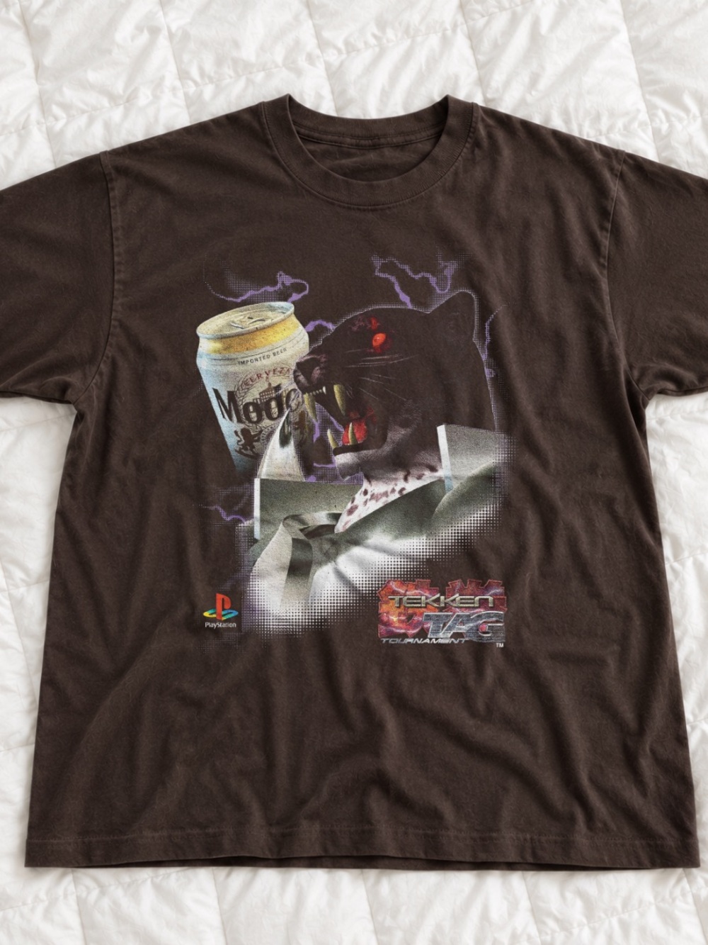 Modelo X Tekken Dark Brown T- Shirt, Tekken King Tee, Vintage Retro Style